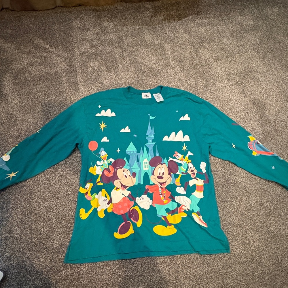 Disney Teal Long Sleeve Shirt with Mickey and Friends